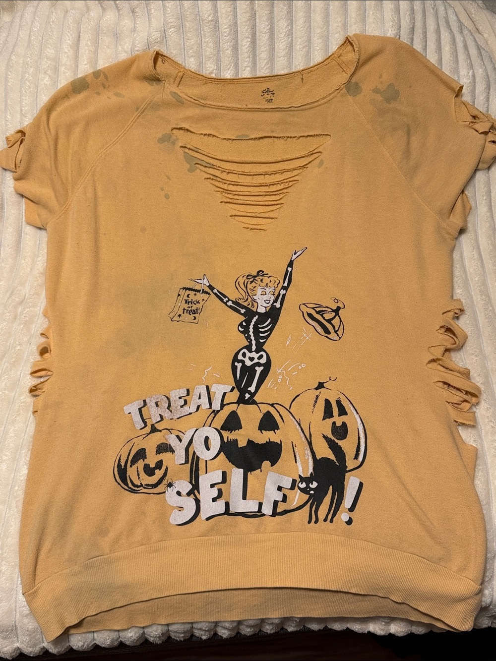 Graphic Halloween Distressed Short Sweater Dress